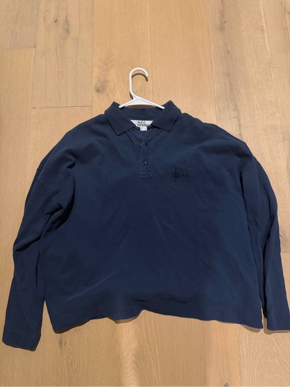 JW ANDERSON Navy Long Sleeve Polo Shirt